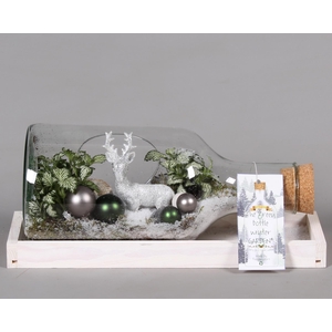 Green Bottle Fles Small liggend Kerst met Arrangement