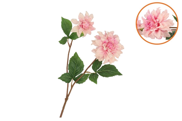 Silk Dahlia 2x Light Pink Real Touch 60cm Nm