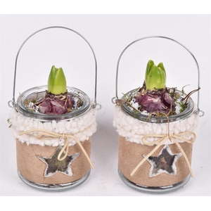 glas met leer en metaal hendel 10cm