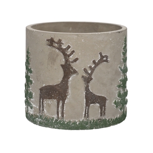 DF11-731200137 - Pot Xmas Reindeer d12.7xh11.5 grey