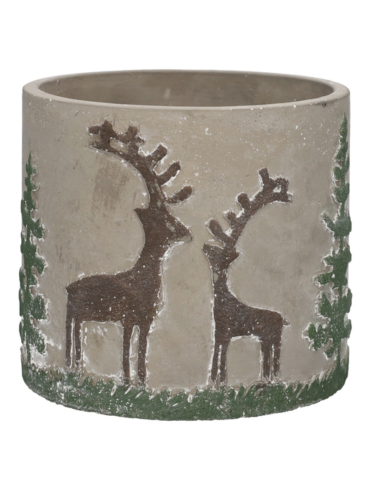 DF03-731200137 - Pot Xmas Reindeer d12.7xh11.5 grey