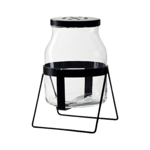Glas Vaas +stand d14*18cm