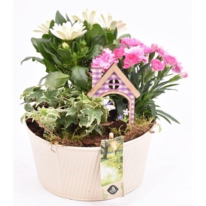 Zink schaal ribbel creme 18cm