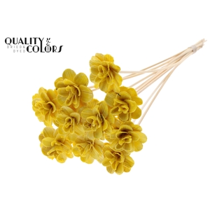 Beetal Rose 6cm on stem Wax Yellow