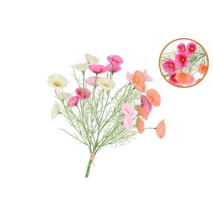 Silk Poppy Bouquet Pastel 60cm