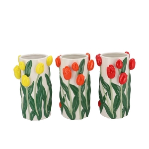 Isa Dutch Orange/yellow/red Cilinder Tulip Ass 14x14x23cm Nm