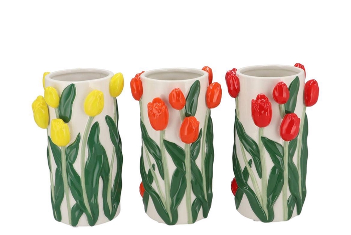 <h4>Isa Dutch Orange/yellow/red Cilinder Tulip Ass 14x14x23cm Nm</h4>