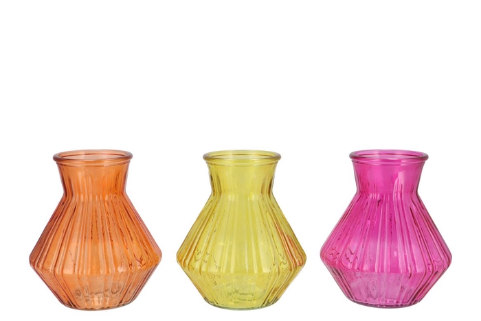 <h4>Roman Orange Mix Diamond Glass Vase Ass 15x21cm</h4>