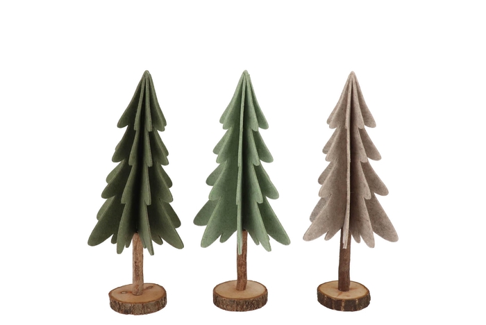 Felt Green Beige X-mas Tree Stand Ass 13x29cm