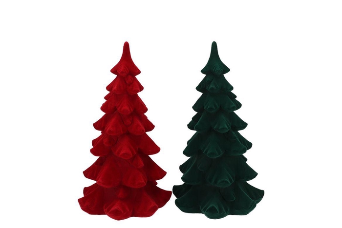 <h4>X-mas Flock Red Green Tree Ass 11x11x18cm</h4>