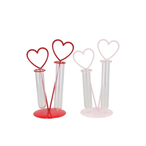 Xelly Red/pink Metal Rack Heart Vase Ass 14x10x22