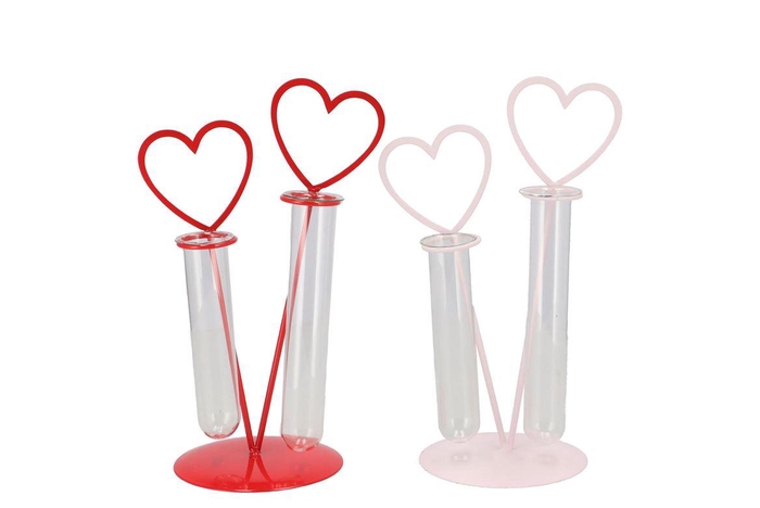 <h4>Xelly Red/pink Metal Rack Heart Vase Ass 14x10x22</h4>