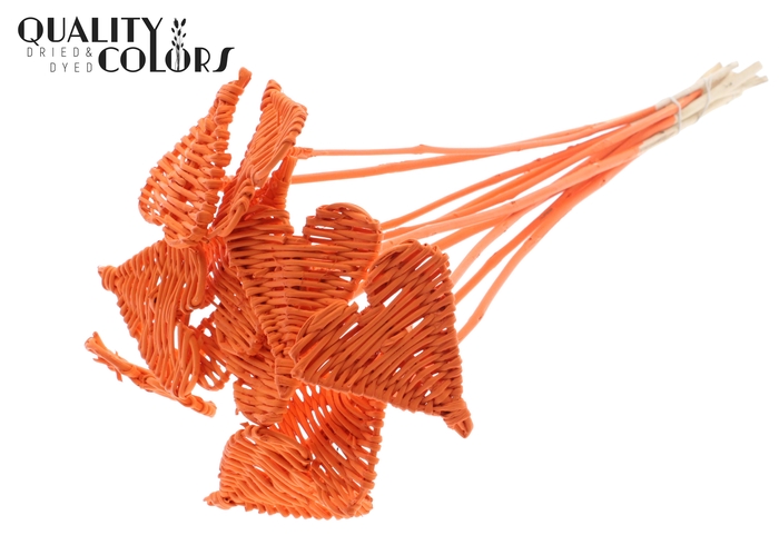 Lata Heart 8cm on stem Hat type Covered Orange
