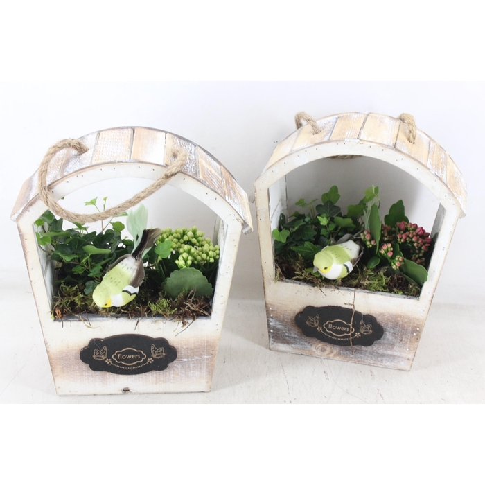 <h4>Arr2 Td - Hout Huis Rond Dak - Roze/wit</h4>