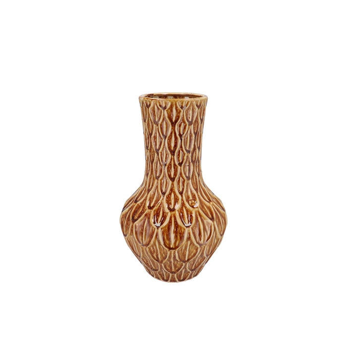 <h4>Inga Boa Brown Vase Neck Active Glaze 23x23x39cm</h4>