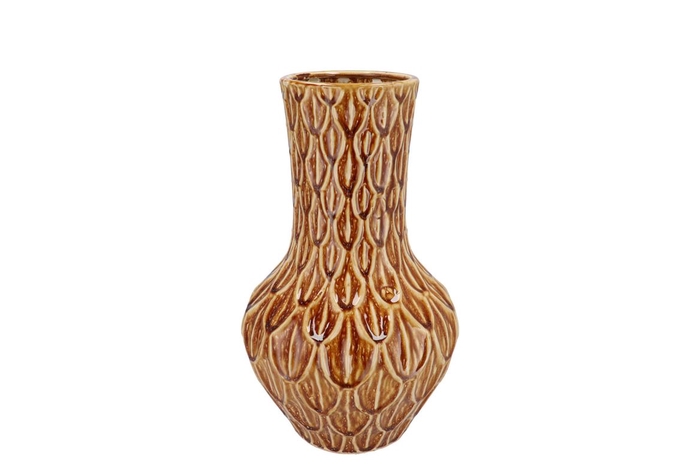 <h4>Inga Boa Brown Vase Neck Active Glaze 23x23x39cm</h4>