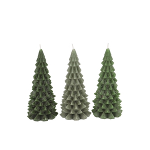 Candle Frosty X-mas Tree Majestic Green Mix 6x12cm Ass