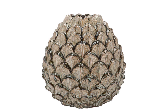 Mika Nordic Green Vase Pinecone Edge 23x24cm