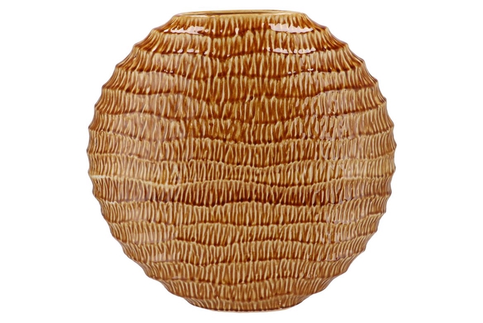 <h4>Inga Jada Brown Oval Vase Active Glaze Wave 51x17x50cm Nm</h4>