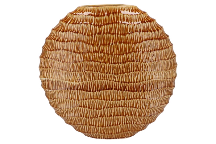 <h4>Inga Jada Brown Oval Vase Active Glaze Wave 51x17x50cm</h4>