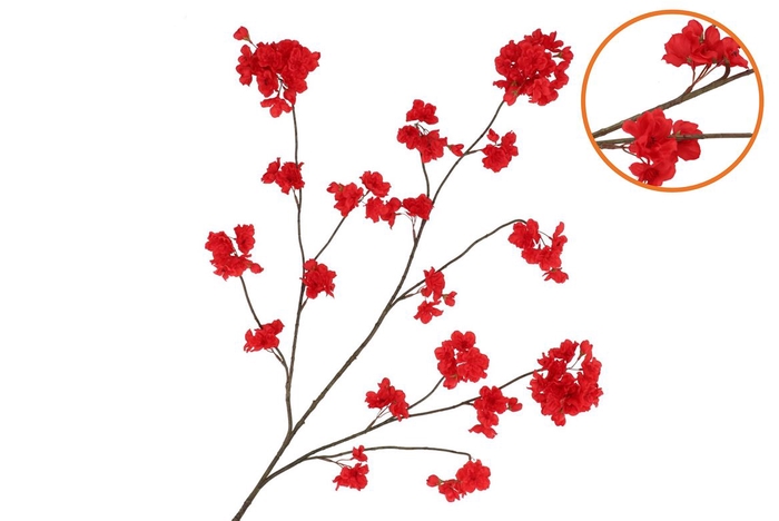 Silk Cherry Blossom Fiery Red 126cm