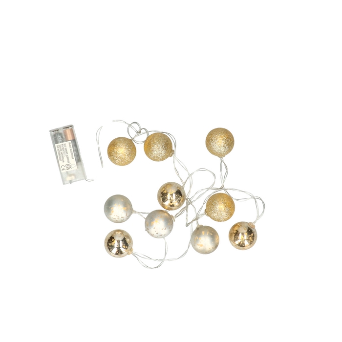 Christmas LED garl. ball 40mm 10L 1.7m