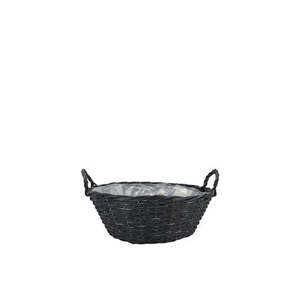 Wicker Basket Low With Ears Black Bowl 22x10cm