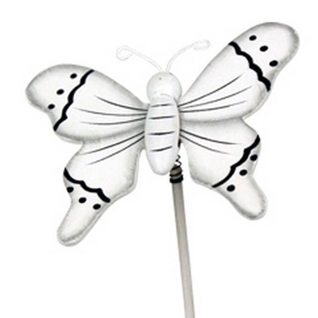 Pick Butterfly flying wood 7x8cm+50cm stick white