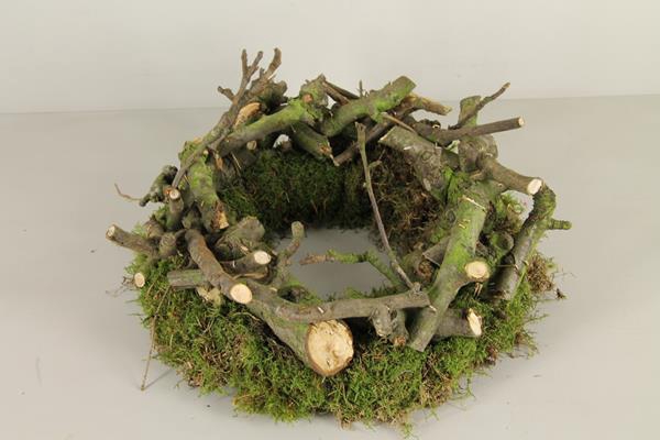 Wreath Pear Wood / Moss 35cm