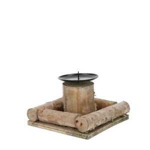 Homedeco Candle holder birch d14*10cm