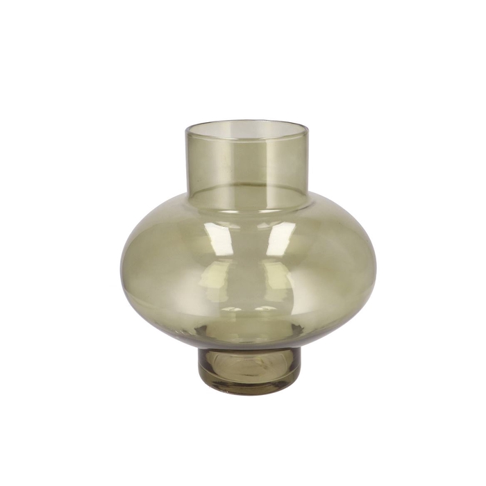 <h4>Mira Olive Green Glass Bulb Low Vase 30x30x30cm</h4>