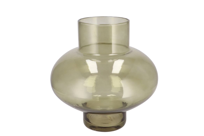 <h4>Mira Olive Green Glass Bulb Low Vase 30x30x30cm</h4>