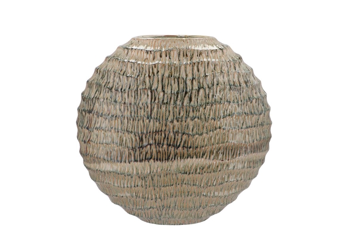 Inga Jada Green Oval Vase Active Glaze Wave 31x12x30cm