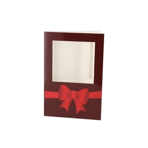 Gift Tile Card Big Bow Burgundy 21x14x1cm