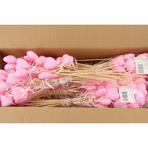 Stick Heart Chequered Pink+Rbn