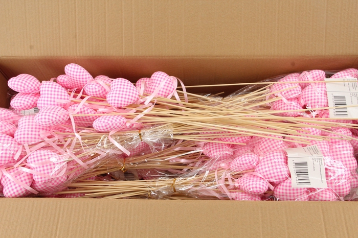 <h4>Stick Heart Chequered Pink+Rbn</h4>