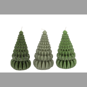 Candle Frosty Pagoda Tree Majestic Green Mix Ass 7x14cm