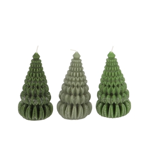 Candle Frosty Pagoda Tree Majestic Green Mix Ass 7x14cm
