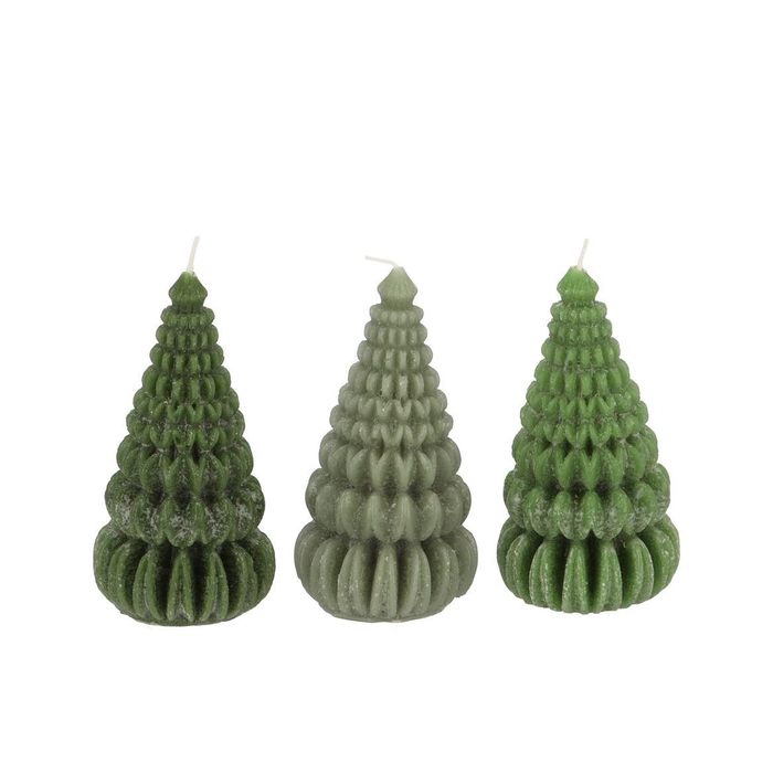 <h4>Candle Frosty Pagoda Tree Majestic Green Mix Ass 7x14cm</h4>