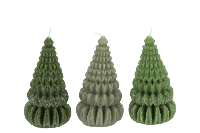 Candle Frosty Pagoda Tree Majestic Green Mix Ass 7x14cm