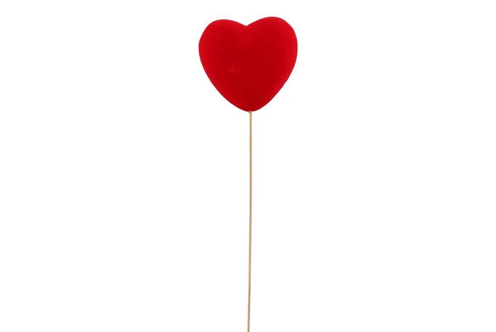 Pick Red Heart Flock On Stick P/1 15x7+60cm