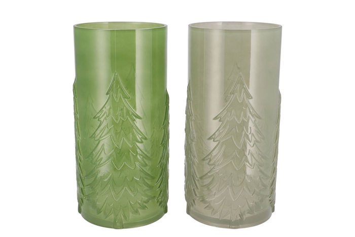 <h4>Ruby Majestic Green T-light Forrest Ass 15x33cm</h4>