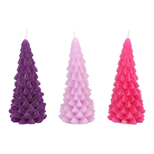 Frosty Purple/lila Mix X-mas Tree Candle 9x20cm Ass