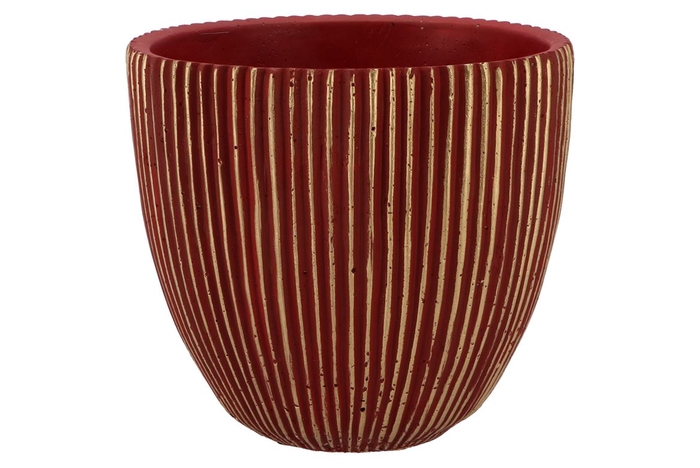 Stripes Red Gold Egg Pot 18x17cm Nm