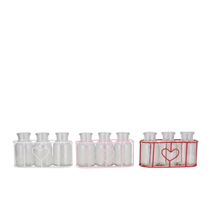 Polly Red Mix Metal Rack 3 Glass Round Ass 19x7x8cm Nm