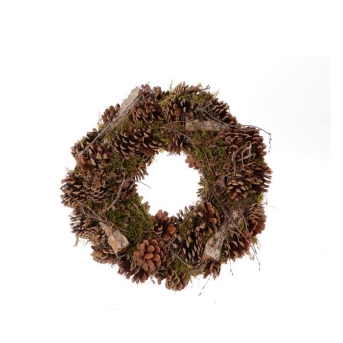 Wreath d30cm Pinecone wood