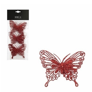 Kerst Deco vlinder/clip 10cm x3