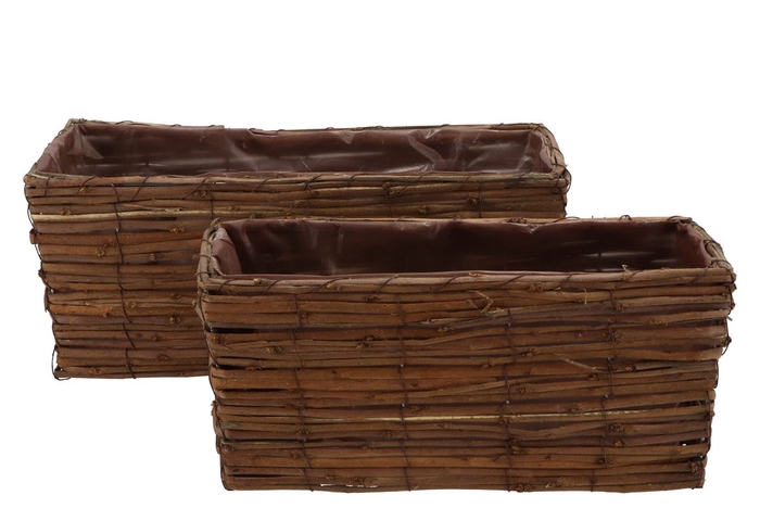 <h4>Wicker Planter Rectangle 42x18cm S/2</h4>