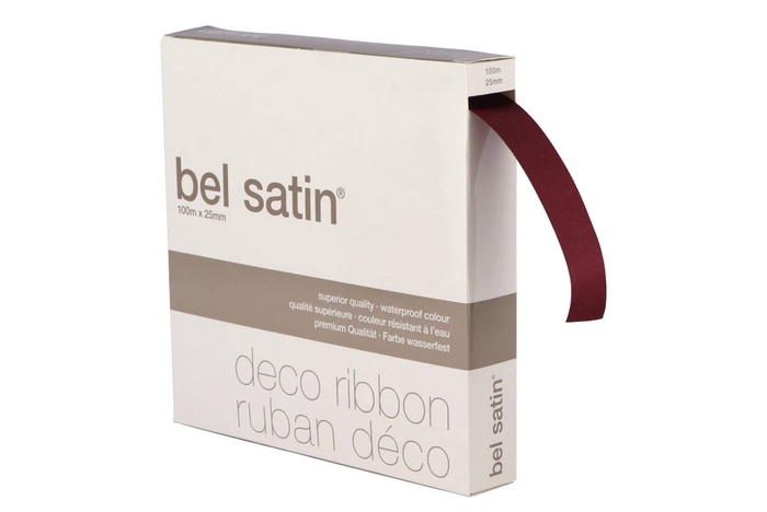 <h4>Ribbon Satin (nr.22) Wine Red 25mm A 100 Meter</h4>