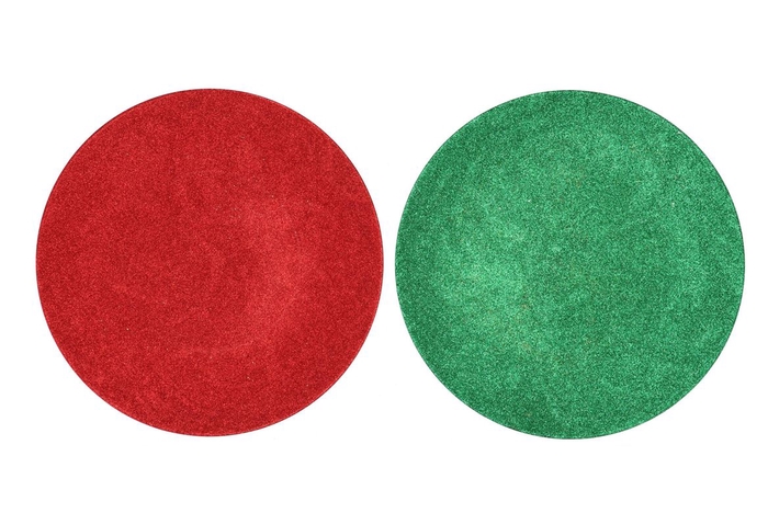 Melamine Shine Green/red Plate Round Ass 40x40x2cm